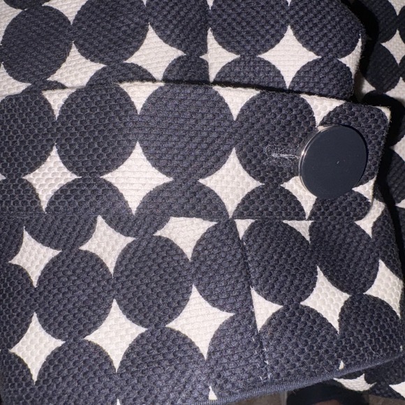 Talbots Women's Coat 14 EUC Navy Circle Print 40s Style Mid-Length Button-Up Lin - Picture 9 of 10